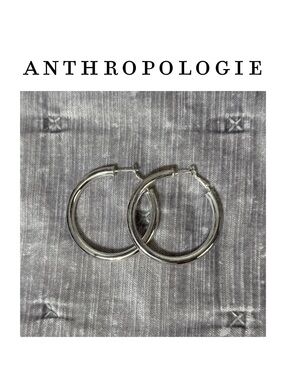 Anthropologie 925 Sterling Silver Chunky Hoop Earrings